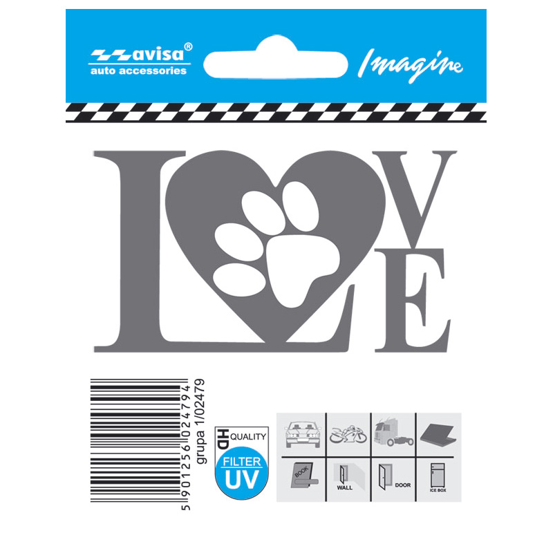 Auto Tattoo Sticker LOVE paw - 7,7x4,4cm
