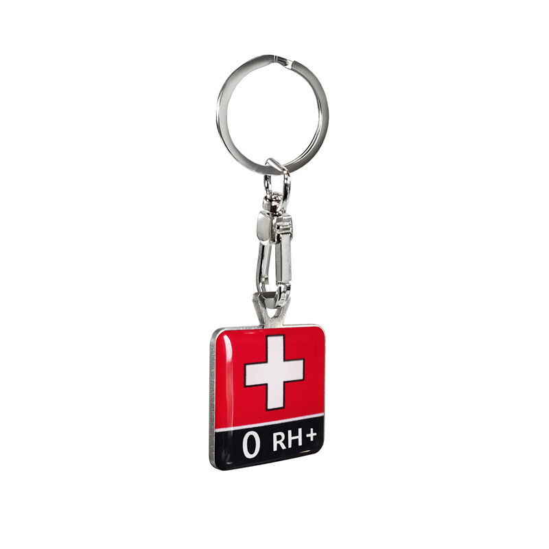 RVS sleutelhanger - 'Blood Type' 0 RH+