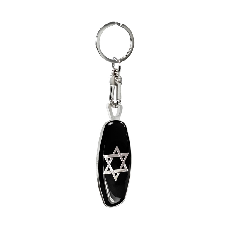RVS sleutelhanger - Emblem/ Flag Star of David+BE