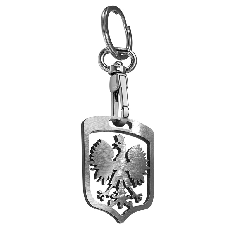 RVS sleutelhanger - 'Polen' (Zilver/Grafiet)
