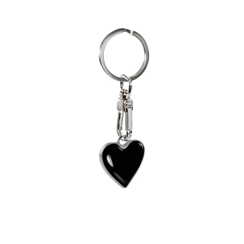 RVS sleutelhanger - 'Heart' Zwart