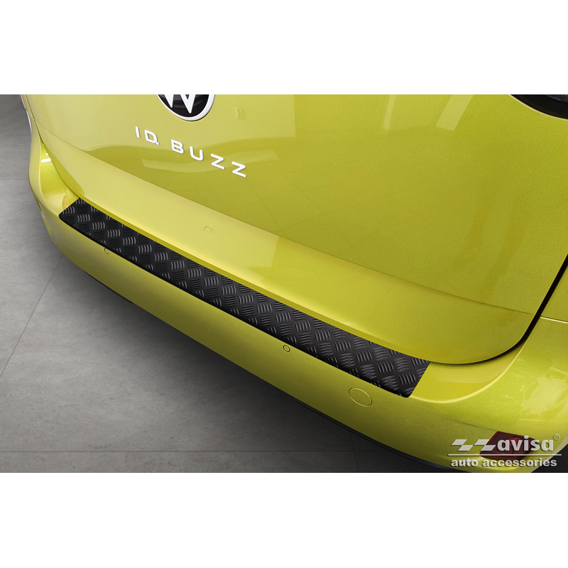 Matzwart Aluminium Achterbumperprotector passend voor Volkswagen ID. Buzz + Cargo 2022- 'Riffled Plate'