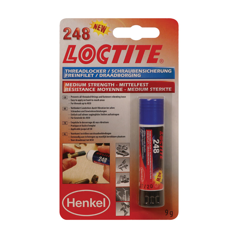 Loctite 248 Borgmiddel stick middelsterk (blauw) 9ml