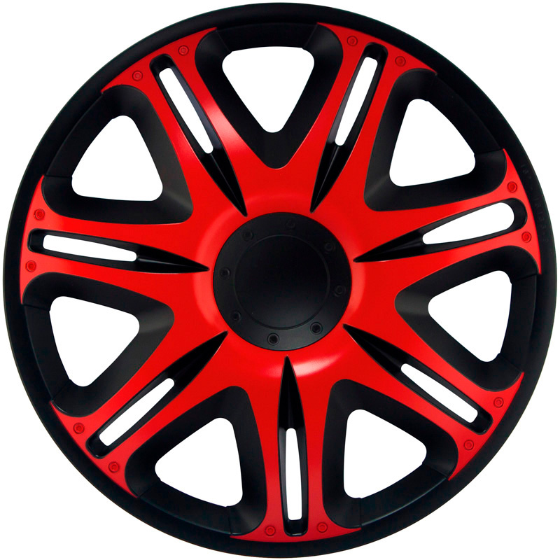 4-Delige J-Tec Wieldoppenset Nascar 16-inch zwart/rood