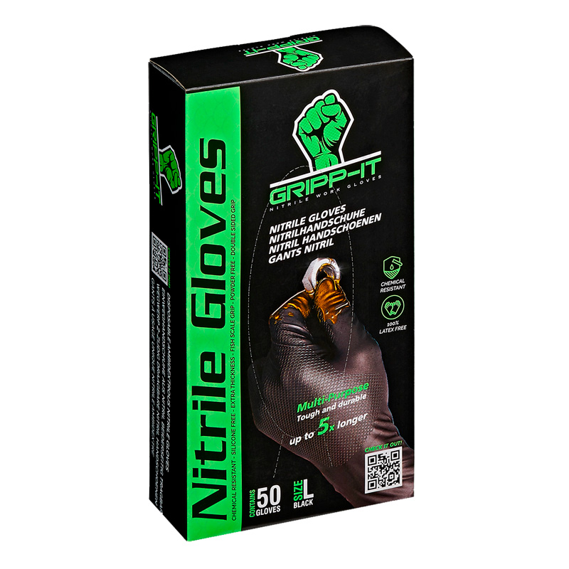 Gripp-It nitril handschoenen - maat L - Zwart - dispenserdoos à 50 stuks