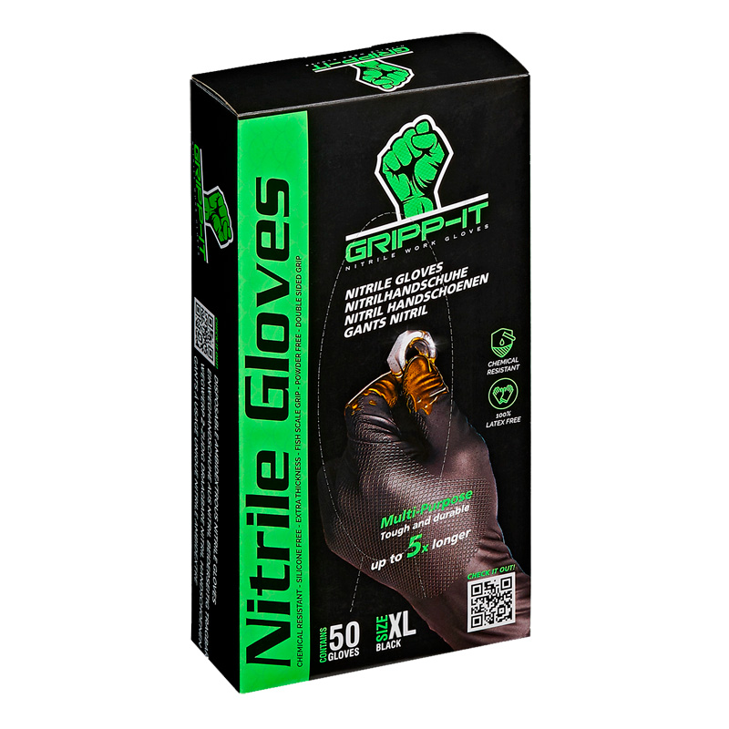 Gripp-It nitril handschoenen - maat XL - Zwart - dispenserdoos à 50 stuks