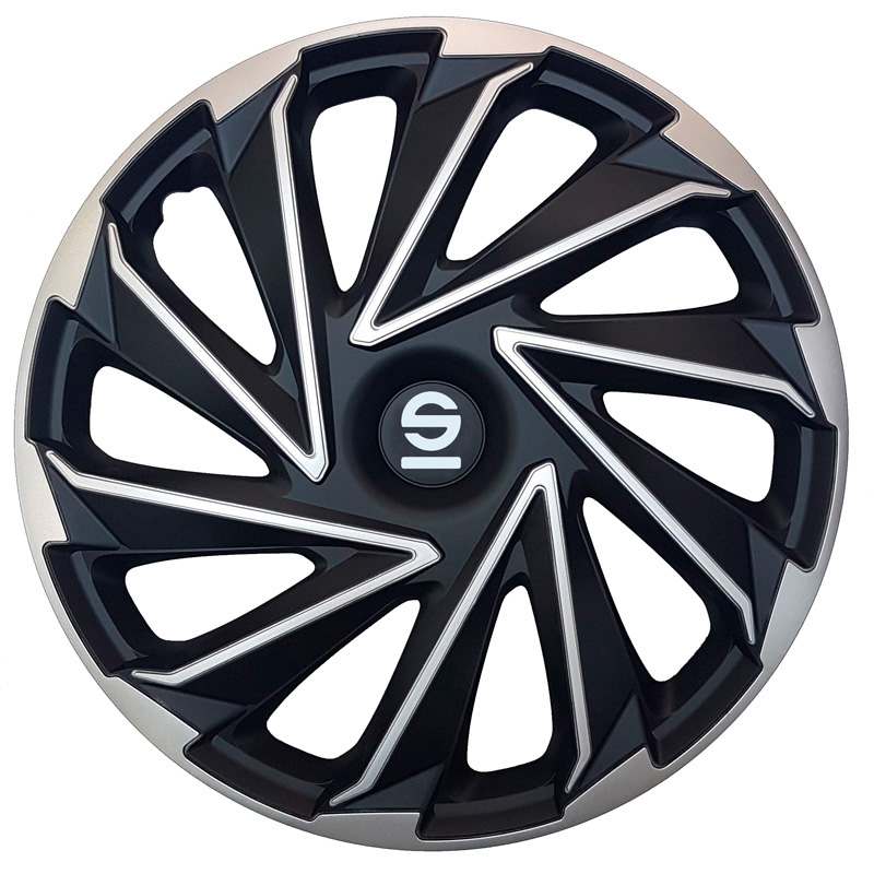 4-Delige Sparco Wieldoppenset Varese 15-inch zilver/zwart