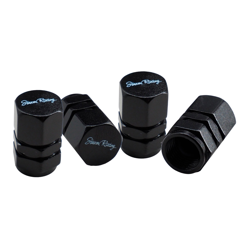 Simoni Racing Set ventielkapjes Hexagonal - Aluminium Zwart