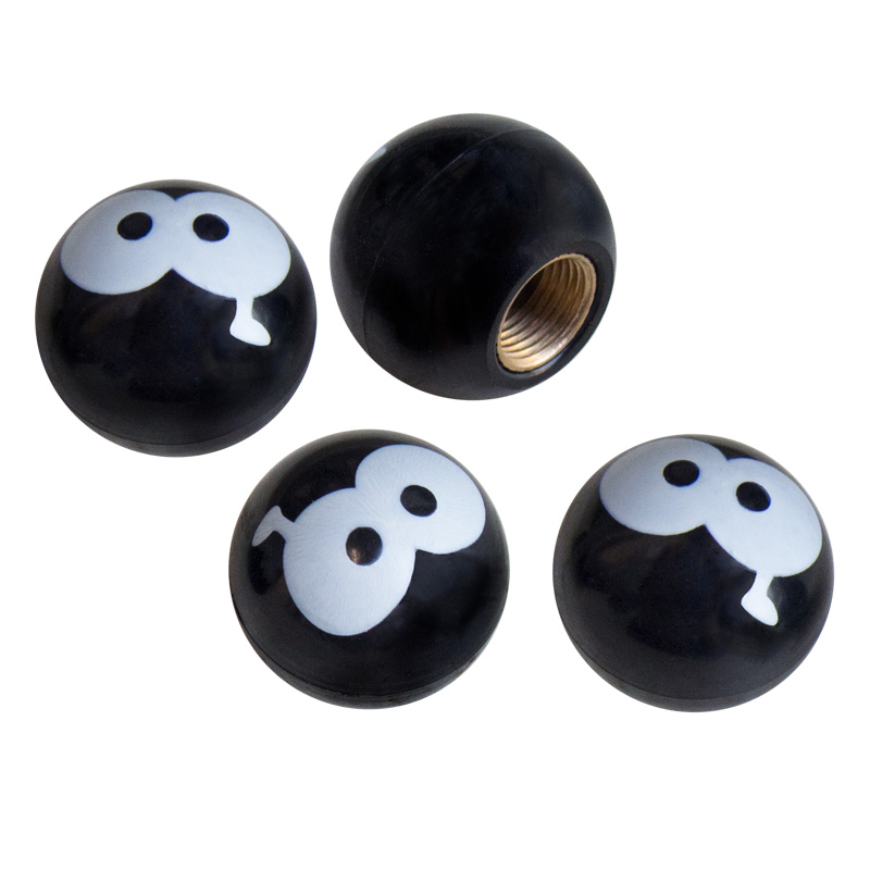 Simoni Racing Set ventielkapjes Eye in the Night - Zwart/Wit - 4-stuks